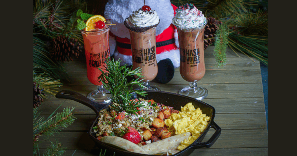 Christmas 2025 menu dishes and cocktails at Hash House A Go Go The LINQ Las Vegas Strip