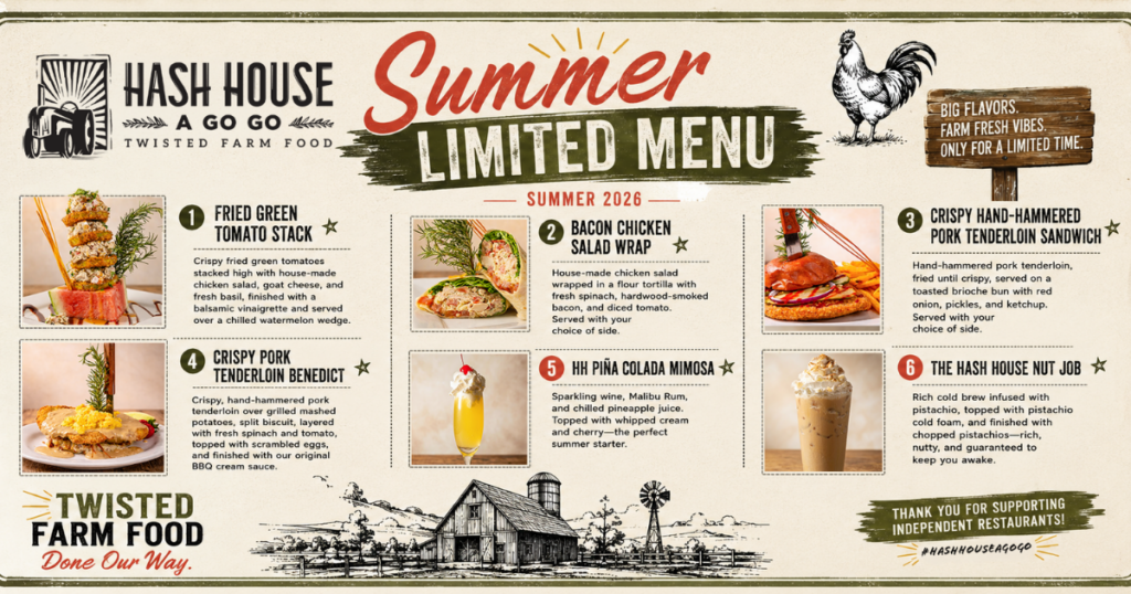 Hash House A Go Go Summer 2026 Limited Menu with seasonal brunch, lunch and drinks at The LINQ Las Vegas